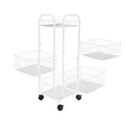 Living And Home White Iron Wire Multi-Layer Rotating Trolley Rack For Kitchen - thumbnail 4