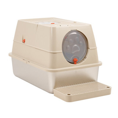 Living And Home Khaki Enclosed Cat Litter Box With Odour Control And Scoop - image 1