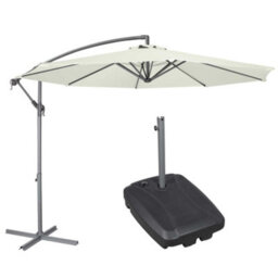 Dellonda 3M Banana Parasol/umbrella, Cover And Base Bundle, Cream Canopy - Dg271 - thumbnail 1