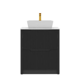 Royal Bathrooms Avenza 800mm Matt Obsidian Black Floor Standing Countertop Bathroom Vanity Unit 2 Drawer With Cube Basin - thumbnail 6