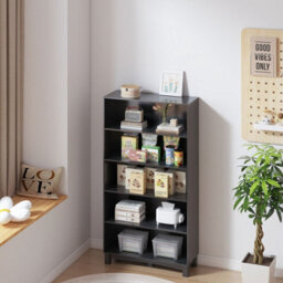 Urbn-Living Urbnliving 150Cm Height Black 5 Tier Wide Wooden Bookcase Shelf Storage Display Shelving Unit - thumbnail 2