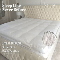 MHG Living Duck Feather & Down Mattress Topper - 100% Cotton Cover, Up To 5 Inch Extra Thick, Soft & Supportive - thumbnail 4