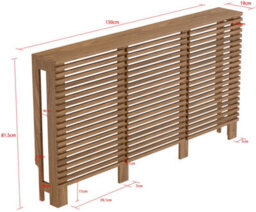 Agnite Radiator Cover Walnut Modern Horizontal Slat Shelves Mdf Cabinet Shelf Large - thumbnail 5