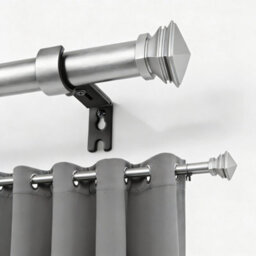 Oxford Homeware Satin Chrome Effect Extendable Curtain Pole With Metal Lamp Finials, (L)1600mm-3000mm (Dia) 28mm - thumbnail 1