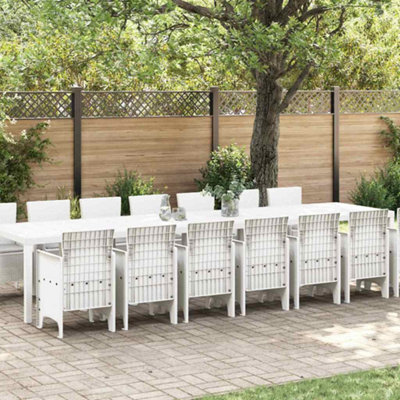 Berkfield Garden Dining Set 15 Pcs White Polt Rattan - image 1