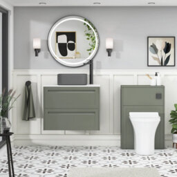 Royal Bathrooms Royal Bathroom Elmore 700mm Matt Green Wall Mounted Bathroom Vanity Unit 2 Drawer Plain White Worktop With Art Square Basin - thumbnail 5