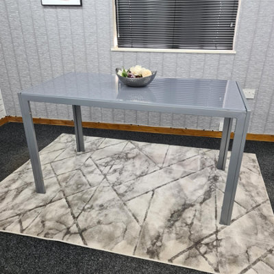 Kosy Koala Dining Table Grey Glass Kitchen Place For 6 Seats, Dining Table Only (Grey H 75 X L 134 X W 70 Cm) - image 1