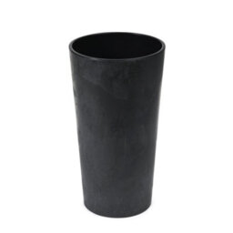 Lamela™ Lilia Black Concrete Round Vase Plant Pot, Stone Effect Resin Indoor And Outdoor Planter D25 H46.6Cm