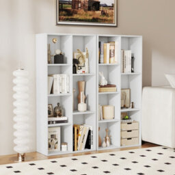 Gainoom 7-Cube White Bookcase Vertical Or Horizontal Freestanding Bookshelf With 7 Compartments - thumbnail 5