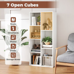 Gainoom 7-Cube White Bookcase Vertical Or Horizontal Freestanding Bookshelf With 7 Compartments - thumbnail 7