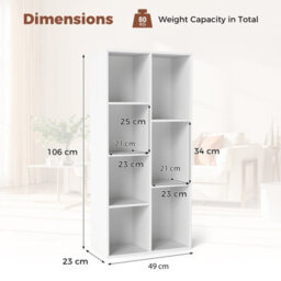 Gainoom 7-Cube White Bookcase Vertical Or Horizontal Freestanding Bookshelf With 7 Compartments - thumbnail 2