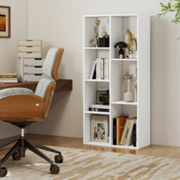 Gainoom 7-Cube White Bookcase Vertical Or Horizontal Freestanding Bookshelf With 7 Compartments - thumbnail 3