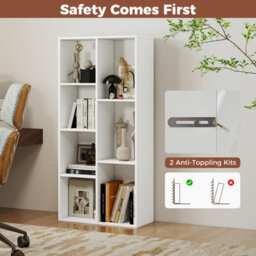 Gainoom 7-Cube White Bookcase Vertical Or Horizontal Freestanding Bookshelf With 7 Compartments - thumbnail 8