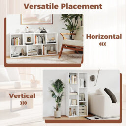 Gainoom 7-Cube White Bookcase Vertical Or Horizontal Freestanding Bookshelf With 7 Compartments - thumbnail 9