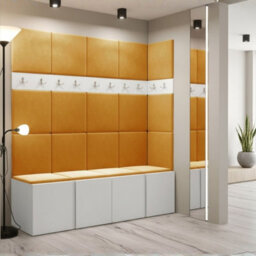 Orion Ii Hallway Set White Shoe Cabinet Hangers Yellow Panels