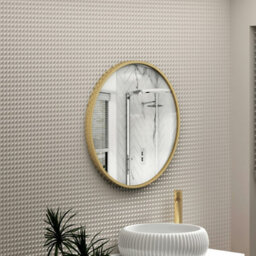 Royal Bathrooms Elmore 600 X 600mm Wall Mounted Bathroom Mirror Round Brushed Brass Aluminium Framed Non-Led Minimalist Design - thumbnail 5