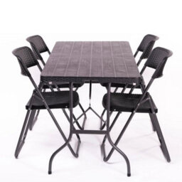 Dt-Garden Gear 4 Person Folding Dining Set Rattan Effect Table & 4 Chairs - thumbnail 2