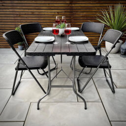 Dt-Garden Gear 4 Person Folding Dining Set Rattan Effect Table & 4 Chairs - thumbnail 1