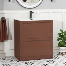 Royal Bathrooms Elmore 700mm Traditional Floor Standing 2 Drawer Bathroom Vanity Unit With Ceramic Basin Sink - Terracotta Clay - thumbnail 1