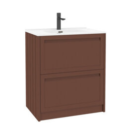 Royal Bathrooms Elmore 700mm Traditional Floor Standing 2 Drawer Bathroom Vanity Unit With Ceramic Basin Sink - Terracotta Clay - thumbnail 6