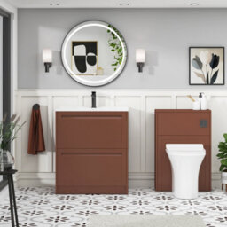 Royal Bathrooms Elmore 700mm Traditional Floor Standing 2 Drawer Bathroom Vanity Unit With Ceramic Basin Sink - Terracotta Clay - thumbnail 4