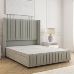 Bsspoke Luna Divan Bed Silver Plush Velvet 54Inch Headboard & Footboard 2 Drawers Footend & No Mattress In 4Ft 4Ft6 5Ft 6Ft - thumbnail 2