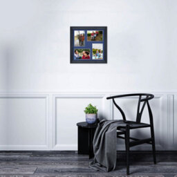 AK Frames 12X12 Black Classic Multi Photo Frame With Blue Mount - Holds 4 Apertures (4X) 6X4 Photos - thumbnail 3