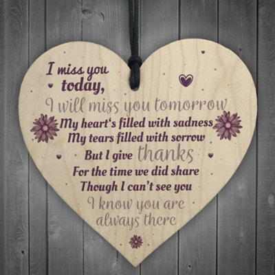 Red Ocean Miss You Memorial Bereavement Gifts For Mum Dad Nan Grandad Love Hanging Plaque Sign - image 1