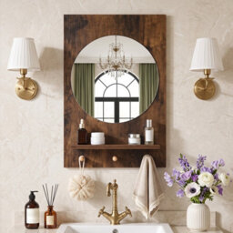 Costway Wooden Wall-Mounted Mirror With Wall Brackets & Expansion Screws For Entryway - thumbnail 4