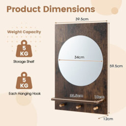 Costway Wooden Wall-Mounted Mirror With Wall Brackets & Expansion Screws For Entryway - thumbnail 2