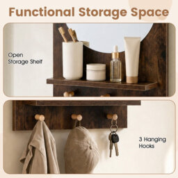 Costway Wooden Wall-Mounted Mirror With Wall Brackets & Expansion Screws For Entryway - thumbnail 6