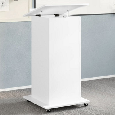 Walplus Lectern With Wheels & Drawer White 55X55X107 Cm Engineered Wood - image 1