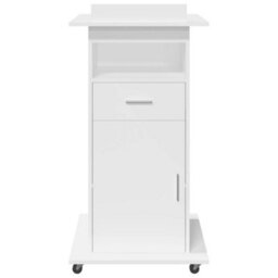 Walplus Lectern With Wheels & Drawer White 55X55X107 Cm Engineered Wood - thumbnail 4