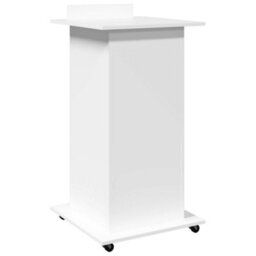 Walplus Lectern With Wheels & Drawer White 55X55X107 Cm Engineered Wood - thumbnail 6