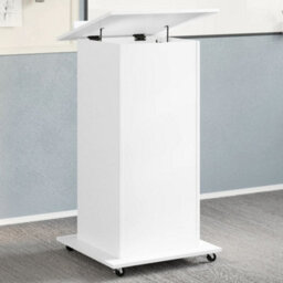 Walplus Lectern With Wheels & Drawer White 55X55X107 Cm Engineered Wood - thumbnail 1