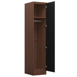 Reflect 2Pc Wardrobe Bundle - 2 Door Corner + 1 Door Plain - Black Gloss & Walnut - H: 180Cm X W: 179Cm X D: 103Cm - thumbnail 6