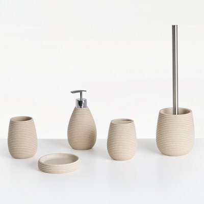Beliani 5-Piece Bathroom Accessories Set Quila Light Beige - image 1