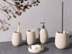 Beliani 5-Piece Bathroom Accessories Set Quila Light Beige - thumbnail 2