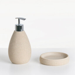 Beliani 5-Piece Bathroom Accessories Set Quila Light Beige - thumbnail 4