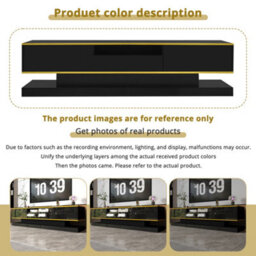 Matteo Modern Black High-Gloss Tv Unit With Colour-Changing Led Lights & 3 Storage Drawers - 180Cm Particle Board - thumbnail 5