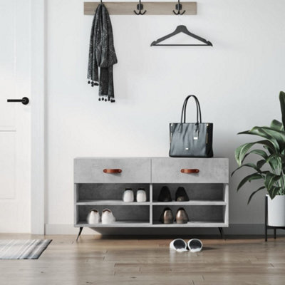Berkfield Shoe Bench Concrete Grey 102X35X55 Cm Engineered Wood - image 1