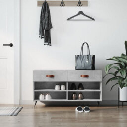 Berkfield Shoe Bench Concrete Grey 102X35X55 Cm Engineered Wood