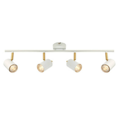 Luminosa Lighting Luminosa Gull 4 Light Spotlight Matt White Paint, Satin Brushed Gold, Gu10