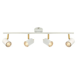 Luminosa Lighting Luminosa Gull 4 Light Spotlight Matt White Paint, Satin Brushed Gold, Gu10 - thumbnail 1