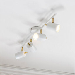 Luminosa Lighting Luminosa Gull 4 Light Spotlight Matt White Paint, Satin Brushed Gold, Gu10 - thumbnail 2