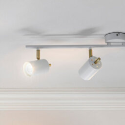 Luminosa Lighting Luminosa Gull 4 Light Spotlight Matt White Paint, Satin Brushed Gold, Gu10 - thumbnail 3