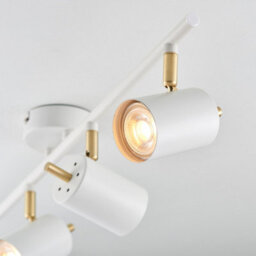 Luminosa Lighting Luminosa Gull 4 Light Spotlight Matt White Paint, Satin Brushed Gold, Gu10 - thumbnail 4