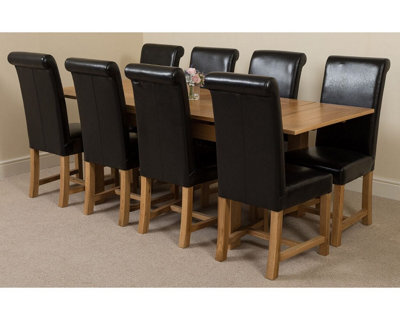That's Furniture Richmond 140Cm - 220Cm Oak Extending Dining Table And 8 Chairs Dining Set With Washington Black Leather Chairs - image 1