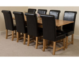That's Furniture Richmond 140Cm - 220Cm Oak Extending Dining Table And 8 Chairs Dining Set With Washington Black Leather Chairs - thumbnail 1