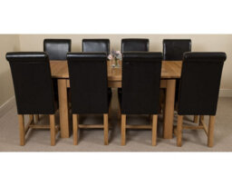 That's Furniture Richmond 140Cm - 220Cm Oak Extending Dining Table And 8 Chairs Dining Set With Washington Black Leather Chairs - thumbnail 2